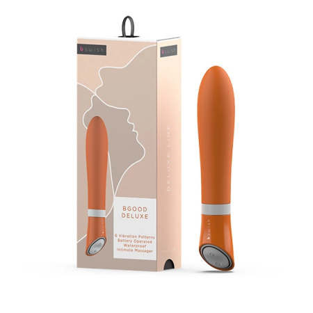 B Swish Bgood Deluxe Vibrator Tangerine 6 Modes Waterproof Silicone