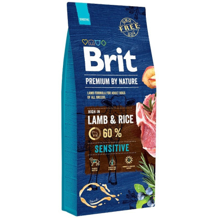 BRIT Premium by Nature Sensitive Aviena su Ryžiais - sausas maistas šunims - 15 kg