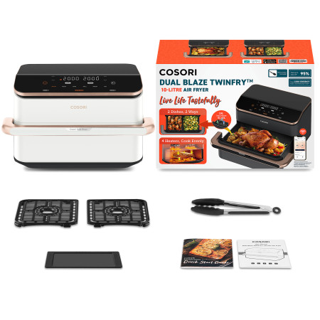 Cosori CAF-TF101S-WEUR Dual Blaze TwinFry Wi-Fi 10 l baltas
