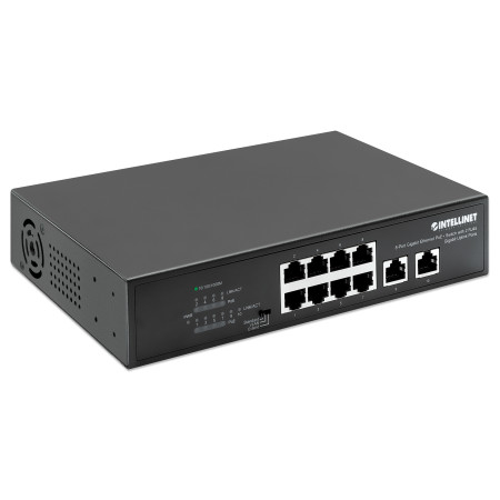 Intellinet 561402 Gigabit jungiklis 8x RJ45 PoE+, 2x RJ45 Uplink