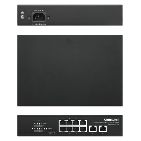 Intellinet 561402 Gigabit jungiklis 8x RJ45 PoE+, 2x RJ45 Uplink