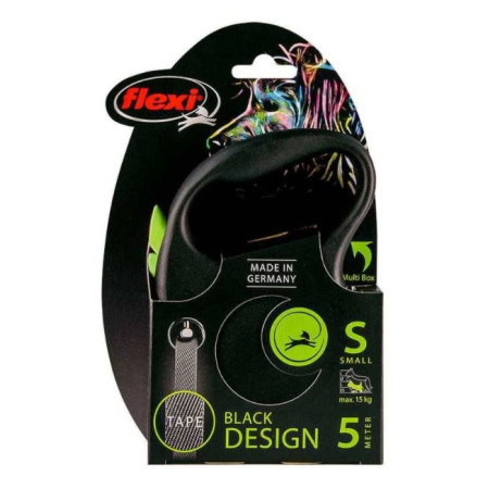 Flexi Automatinis pavadėlis Black Design S 5 m, žalias