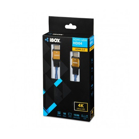 iBox HDMI kabelis 1,5 m (A tipo) Juodas, Mėlynas, Auksinis