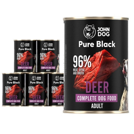 John Dog Pure Black dorosły jeleń karma mokra dla psa 400g*6