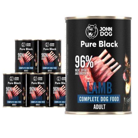 John Dog Pure Black dorosły jagnięcina karma mokra dla psa 400g*6