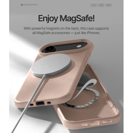 Dėklas Mercury Pure Magsafe silikoninis Apple iPhone Air rožinio smėlio