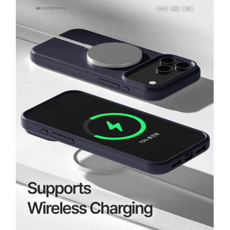 Dėklas Mercury Pure Magsafe silikoninis Apple iPhone 17 Pro tamsiai mėlynas