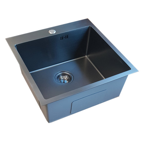 Nerūdijančio plieno plautuvė D5151HB BLACK su sifonu