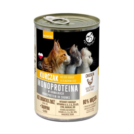 PET REPUBLIC Monoprotein Chicken in sauce - šlapias kačių maistas - 400g
