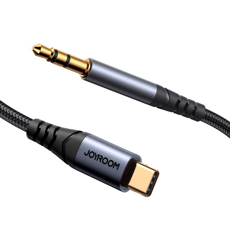 Joyroom audio kabelis stereo AUX 3,5 mm mini jack - USB-C 1,2m juodas