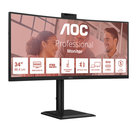 AOC E4 CU34E4CW kompiuterio monitorius 34" UltraWide Quad HD