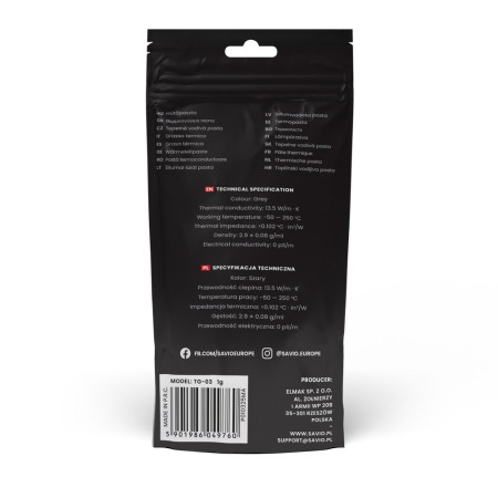 Šilumai laidži pasta SAVIO TG-03 13,5 W/m·K 1 g