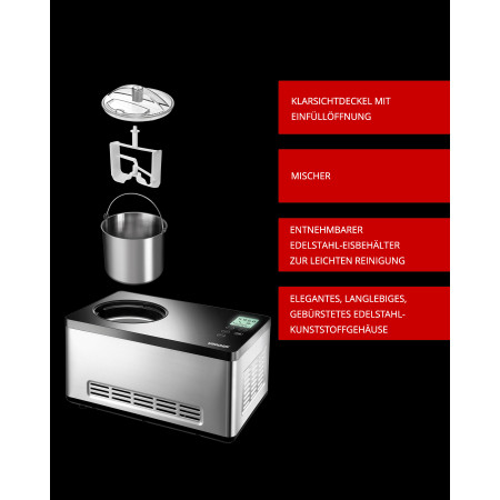 Unold ledų gaminimo aparatas 2 L Juoda, Nerūdijančiojo plieno 180 W