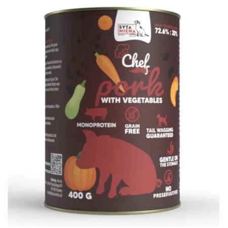 SYTA MICHA Chef Pork with vegetables - drėgnas ėdalas šunims - 400g