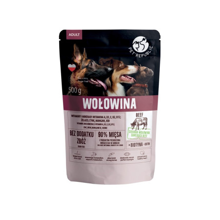 PET REPUBLIC Adult Beef - šlapias maistas šunims - 500g