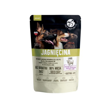 PET REPUBLIC Adult Lamb  - šlapias maistas šunims - 500g