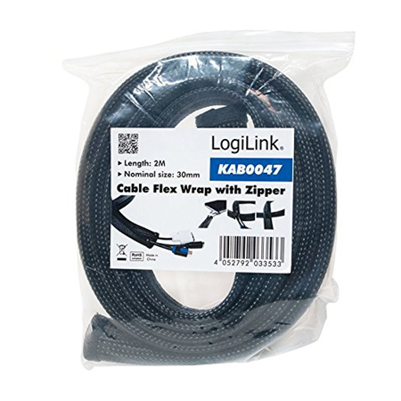 LogiLink elastingas kabelių apvalkalas 1.0m x 30 mm juodas