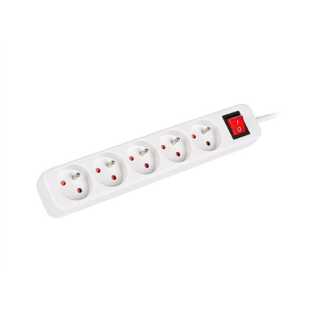 Lanberg 1.5m 5x PL prailginimo juosta su jungikliu balta