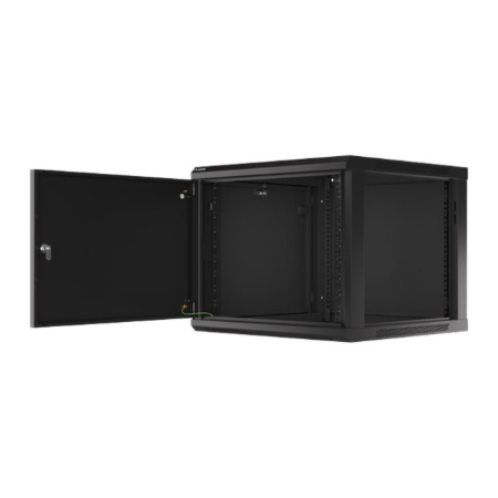 Lanberg 19" 9U 600x600 juoda rack spinta su metaliniais durimis