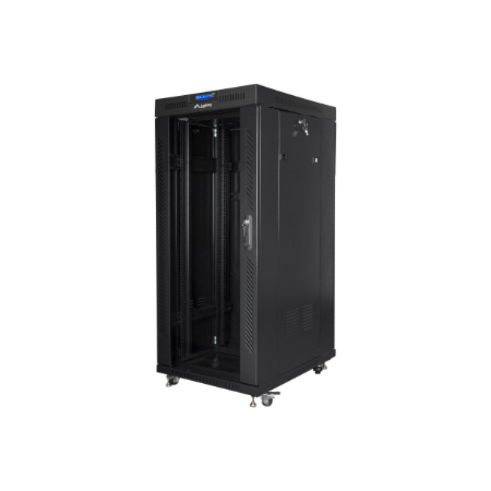 LANBERG 19" 27U Rack Stovas 600x800 Juodas su Stikliniais Durimis LCD V2