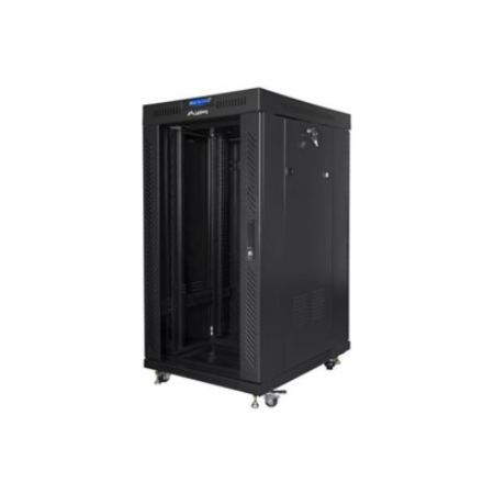 Lanberg 19" 22U Stacionari Rack Spinta 800x800 Juoda su Stiklinėmis Durimis LCD V2