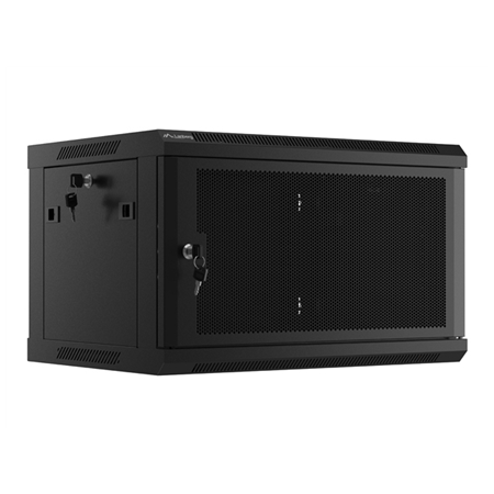 Lanberg 19" 6U Pakabinama Rack Spinta 600x450 Juoda su perforuotais durimis