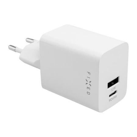 Fixed Mini USB-C/USB kelioninis įkroviklis 45W, balta