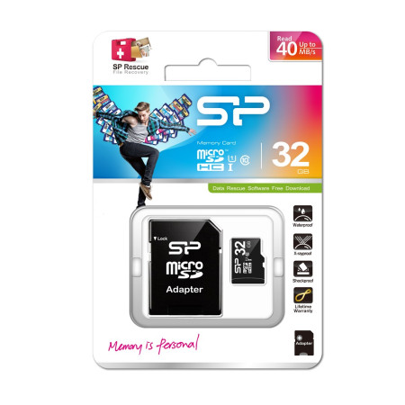 MicroSDHC atminties kortelė Silicon Power 32GB Class 10 + adapteris