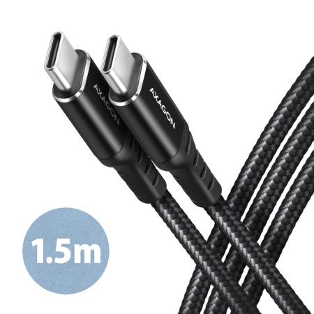 USB-C į USB-C kabelis 1,5 m 60W juodas AXAGON BUCM-CM15AB