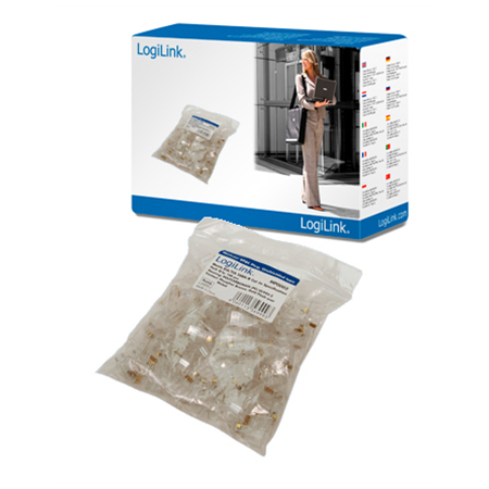 Logilink | MP0002 | CAT5e Modular PlugSuitable for 8P8C Round CablePlug unshieldedGold-plated contacts | Transparent