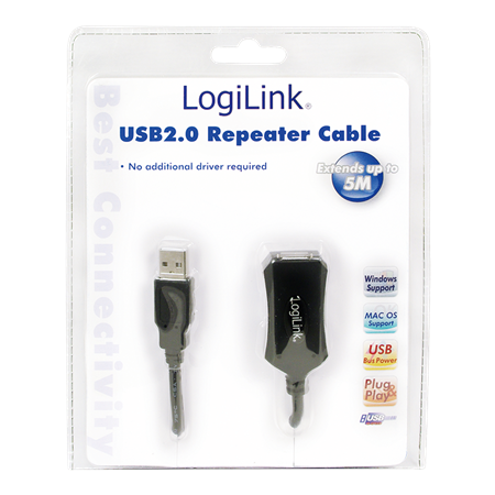 Logilink | USB 2.0 repeater 5m | USB-A to USB-A USB A male | USB A female