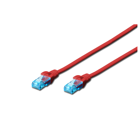 CAT 5e U-UTP | Patch cord | PVC AWG 26/7 | Boots with kink protection, strain relief and latch protection | Red | 0.5 m | Modula