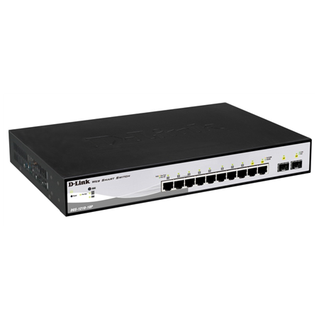 D-LINK DGS-1210-10P, Gigabit Smart III Switch with 8 10/100/1000Base-T PoE ports and 2 combo 1000Base-T/MiniGBIC (SFP) ports, 80