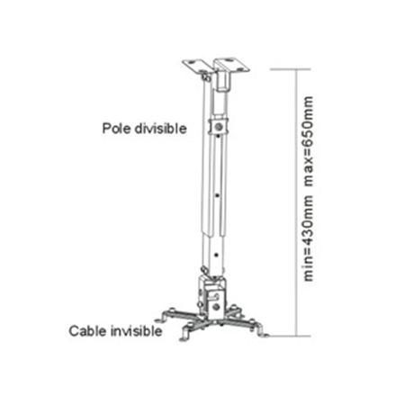 Sunne | Projector Ceiling mount | PRO02S | Tilt, Swivel | Maximum weight (capacity) 20 kg | Silver