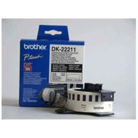 Brother | DK-22211 Continuous Length Paper Label | Black, White | DK | 29mm | 15.24 m