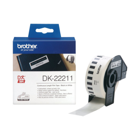 Brother | DK-22211 Continuous Length Paper Label | Black, White | DK | 29mm | 15.24 m