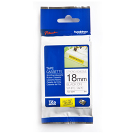 Brother | TZe-S241 Strong Adhesive Laminated Tape | Black on White | TZe | 8 m | 1.8 cm