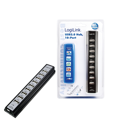 Logilink | USB 2.0 Hub-10 port whit power adapter