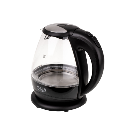 Kettle | Adler | Kettle | AD 1224 | Standard | 2000 W | 1.5 L | Glass | 360° rotational base | Black