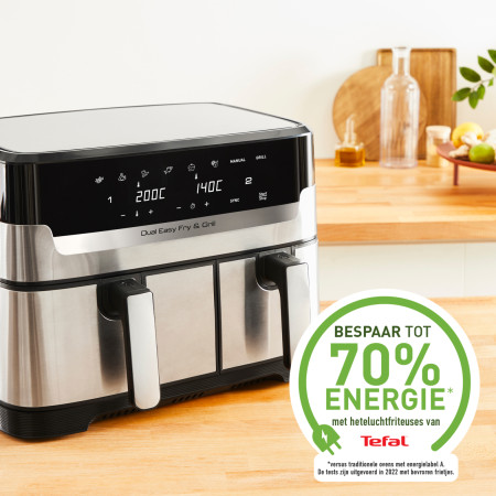 Tefal Dual Easy Fry & Grill EY905D Dvigubas 8,3 L Karšto oro gruzdintuvė