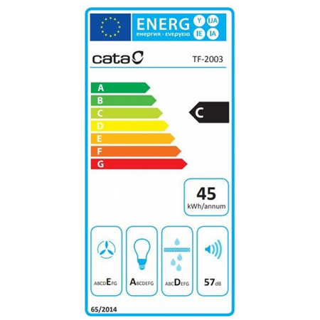 CATA | Hood | TF 2003 600 GBK | Telescopic | Energy efficiency class C | Width 60 cm | 390 m³/h | Mechanical control | LED | Bla