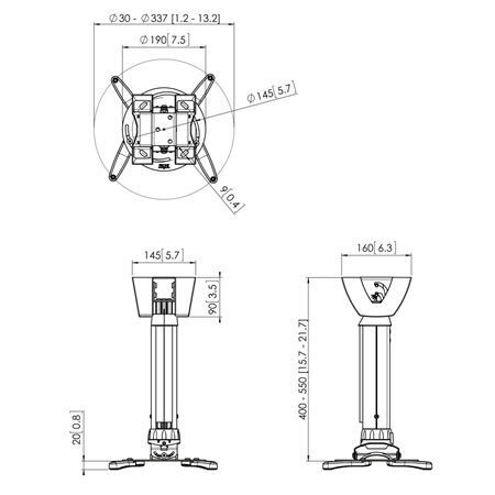 Vogels | Projector Ceiling mount | PPC1540W | Maximum weight (capacity) 15 kg | White
