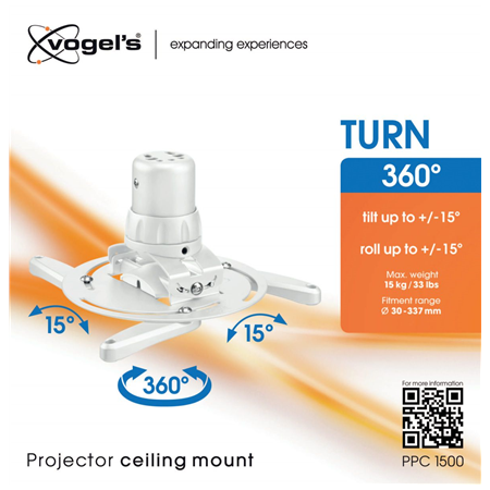 Vogels | Projector Ceiling mount | Turn, Tilt | Maximum weight (capacity) 15 kg | White