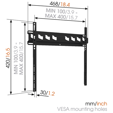Vogels | Wall mount | MA3000-A | Fixed | 32-55 " | Maximum weight (capacity) 60 kg | Black
