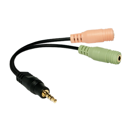Logilink | Audio jack adapter, 4-pin, 3.5 mm stereo male to 2x 3.5mm female | 0.15 m