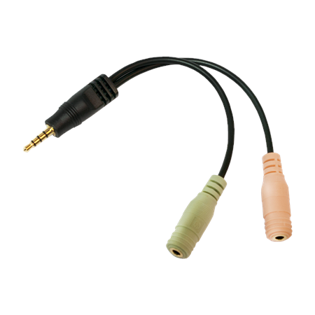Logilink | Audio jack adapter, 4-pin, 3.5 mm stereo male to 2x 3.5mm female | 0.15 m