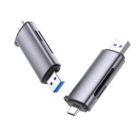 Ugreen CM185 USB + USB-C kortelių skaitytuvas SD + microSD - pilkas
