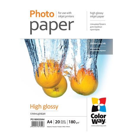 Photo Paper 20 pcs. | PG180020A4 | White | 180 g/m² | A4 | Glossy