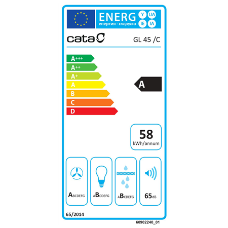 CATA | Hood | GL 45 X /C | Canopy | Energy efficiency class A | Width 50 cm | 820 m³/h | Touch | EcoLed | Stainless steel