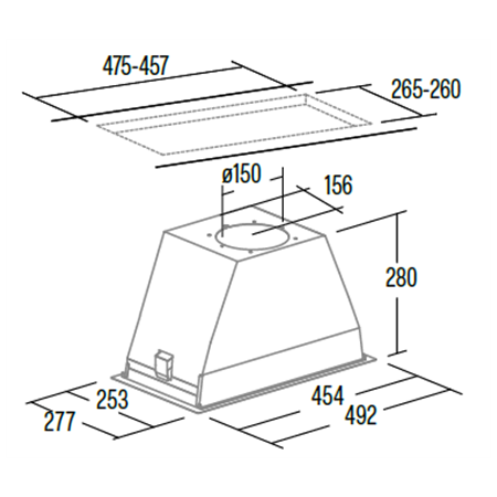 CATA | Hood | GL 45 X /C | Canopy | Energy efficiency class A | Width 50 cm | 820 m³/h | Touch | EcoLed | Stainless steel